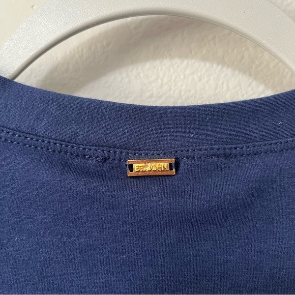 St. John Sport Navy Blue Gold Beaded Spell Out Short Sleeve Tee Shirt Medium - Picture 5 of 8